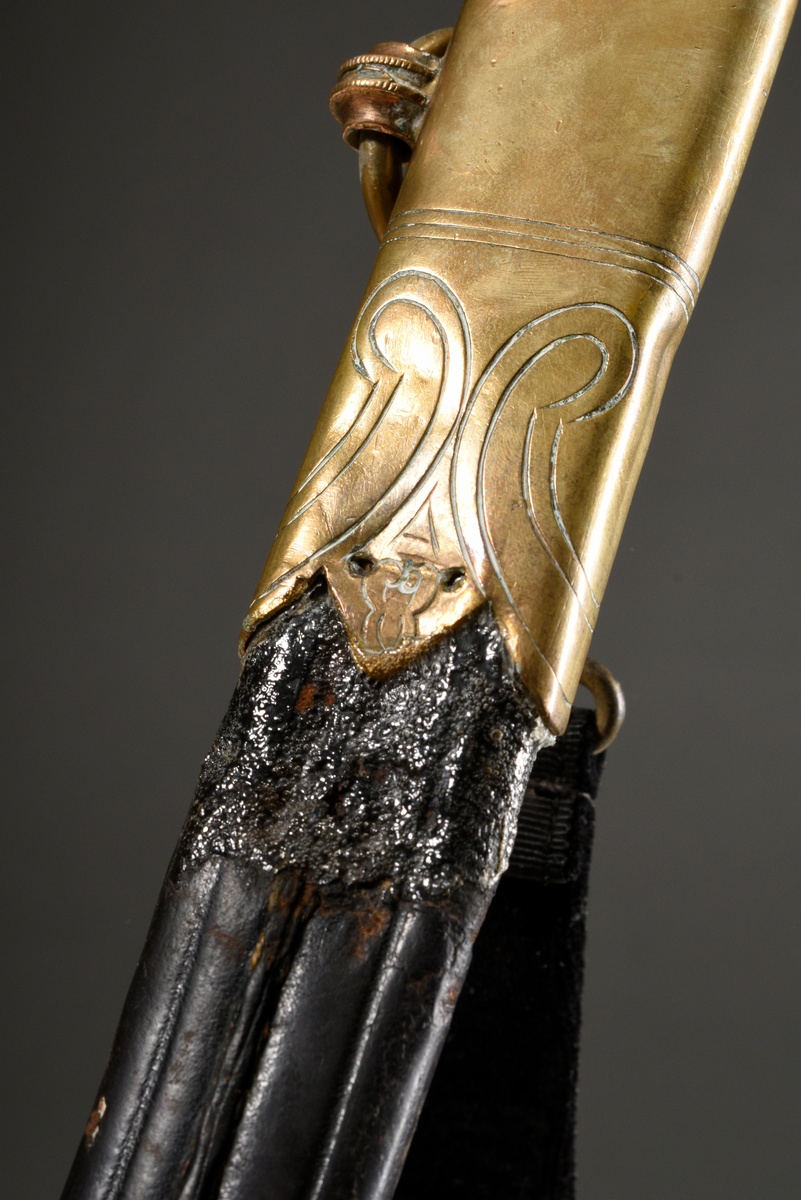 Prussian lion head sabre for the navy, bright damascus blade, maker's mark "W.K.&C." and two marks, - Image 5 of 17