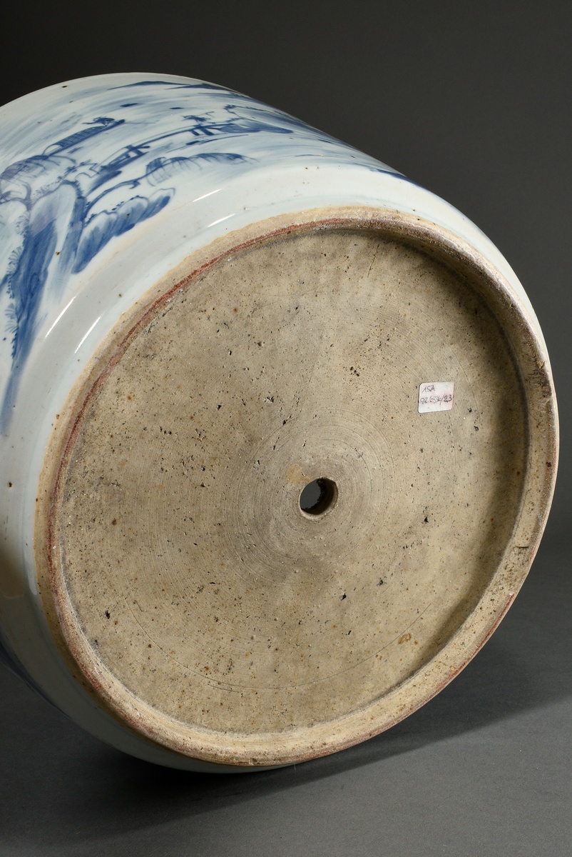 Large porcelain cachepot with surrounding blue painting decoration "Wide landscape with staffage",  - Image 6 of 6