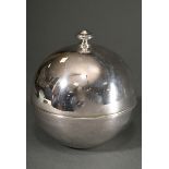 Spherical Midcentury caviar box with glass insert, Motto Italy, silver-plated metal, h. 18cm, Ø 17c