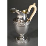 Empire milk jug with surrounding swan and shell relief and pearl frieze, curved ivory handle over m