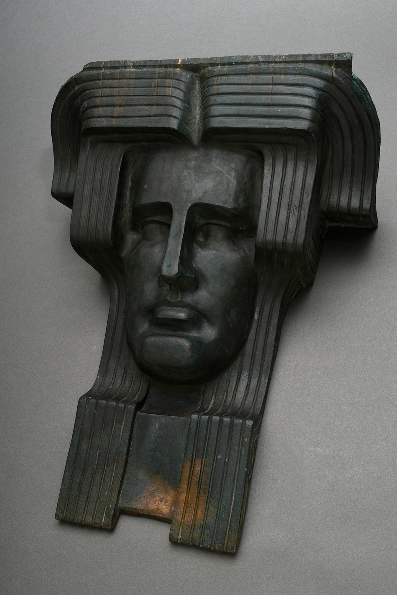 Bock, Arthur (1875-1957) "Large Head", bronze architectural sculpture in abstract Art Nouveau façon - Image 2 of 4