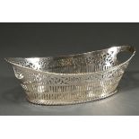 Oval bread basket in a classic boat shape with ornamental lattice opening, MM: CT, silver 800, 428g