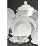 53 Pieces KPM dinner service "Kurland white" with relief border, consisting of: 14 dinner plates (Ø