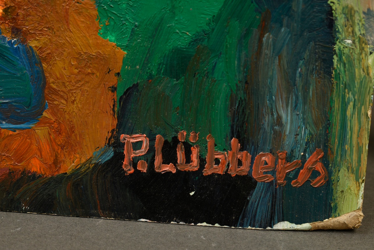 Lübbers, Peter (1934-1982) "Bauerngarten", Öl/Platte, u.r. sign., 80x50cm, Platte min. gebogen - Bild 2 aus 3