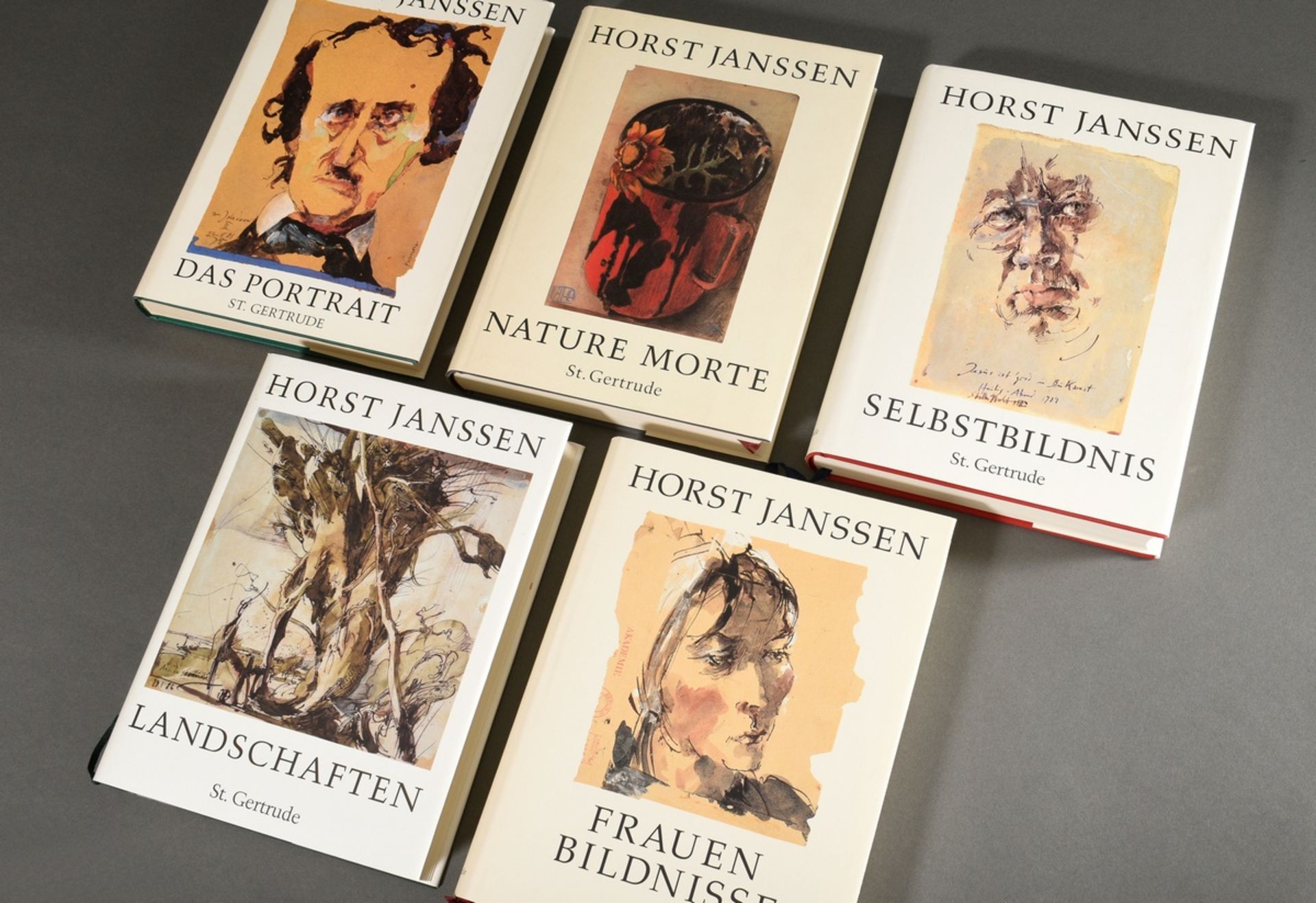 5 Bände Horst Janssen (1929-1995) "Selbstbildnis", "Nature Morte", "Das Portrait", "Frauenbildnisse