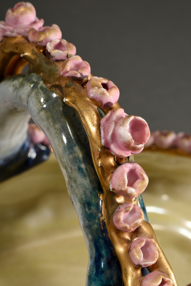 2 Various pieces of Art Nouveau ceramics with sculptural flowers and powdered gold decoration, Amph - Image 4 of 12