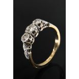 Delicate yellow gold 750 and platinum ring with diamonds (together approx. 0.30ct/VSI-SI/W), 2.9g, 