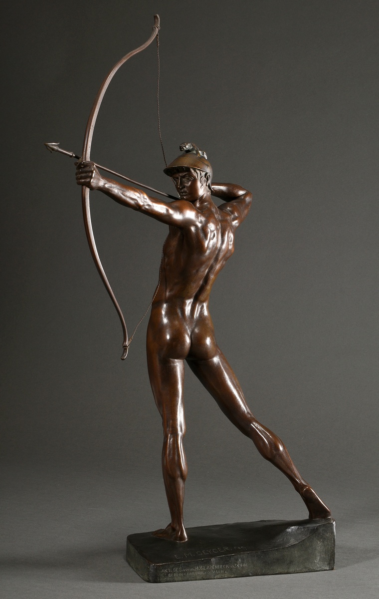 Geyger, Ernst Moritz (1861-1941) "Archer", patinated bronze, sign./inscr. "E.M. Geyger fec." on the - Image 3 of 12