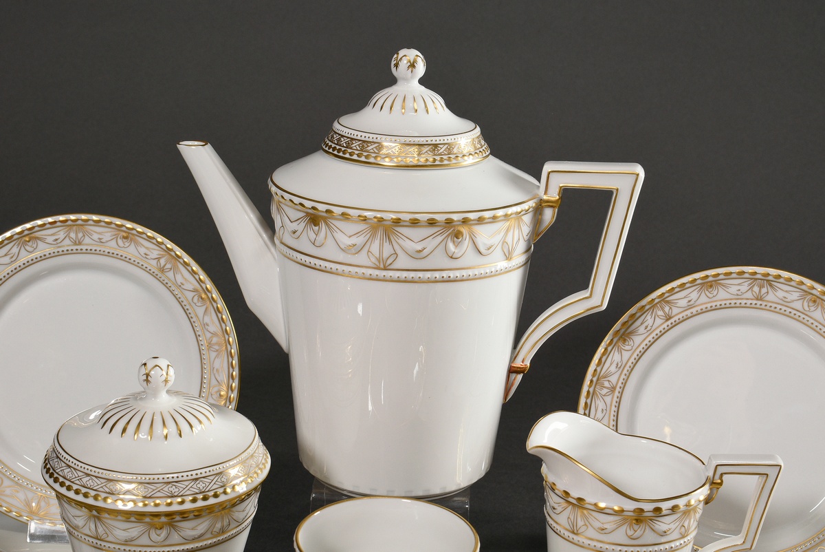 15 Piece KPM Mocha service for 6 people "Kurland" with rich gold decoration - Image 3 of 6