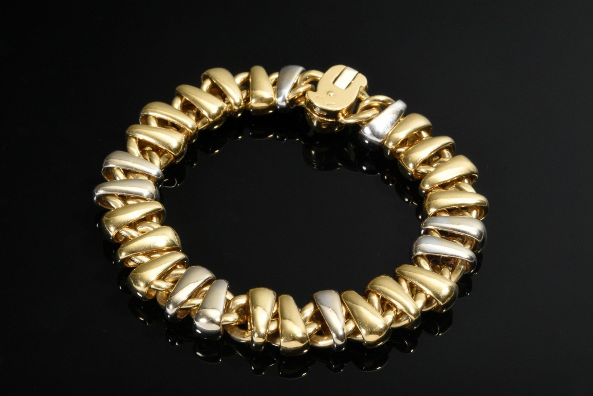 Pomellato yellow and white gold 750 bracelet with diamonds (total approx. 1.35ct/VSI/W), tank brace - Image 2 of 2