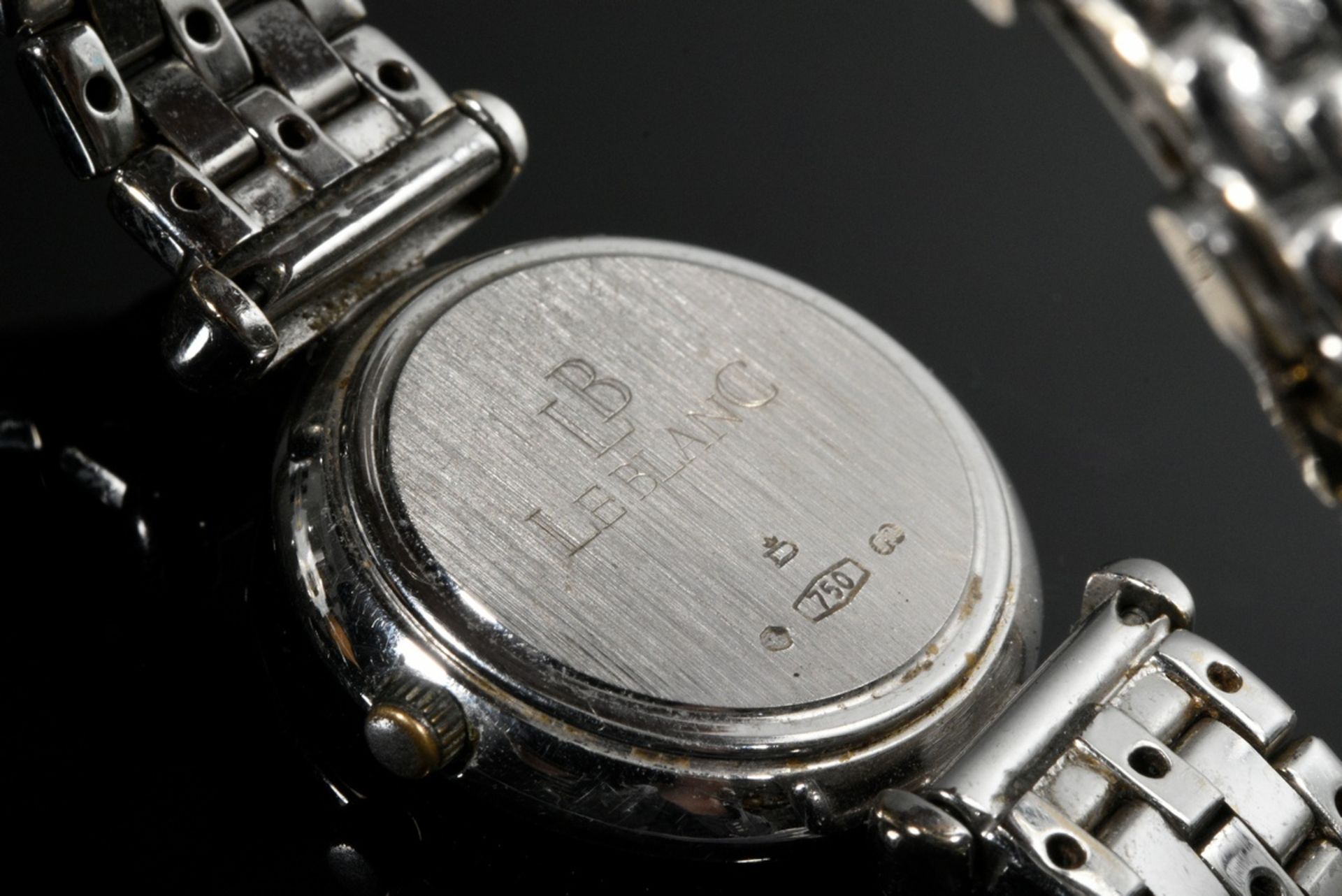 White gold 750 LeBlanc wristwatch with diamonds (total about 0.80ct,SI/W), quartz movement, 49g, l. - Image 2 of 4