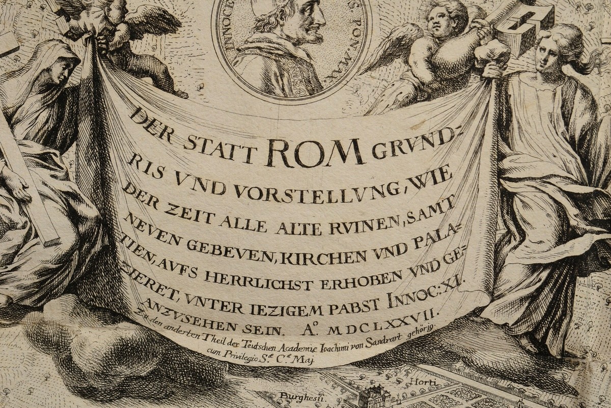 Mejer, Johannes (1606-1674) Wall map ‘Recentis Romae Ichnographia et Hypsographia sive Planta et Fa - Image 2 of 8