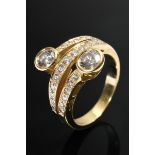 Yellow gold 750 Toi-et-Moi ring with diamonds (approx. 1.10ct/VSI/W), 6.4g, size 53