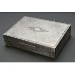 Square box with guiloché and engraved decoration on the body, 800 silver, gilded inside, 495g, 4x17