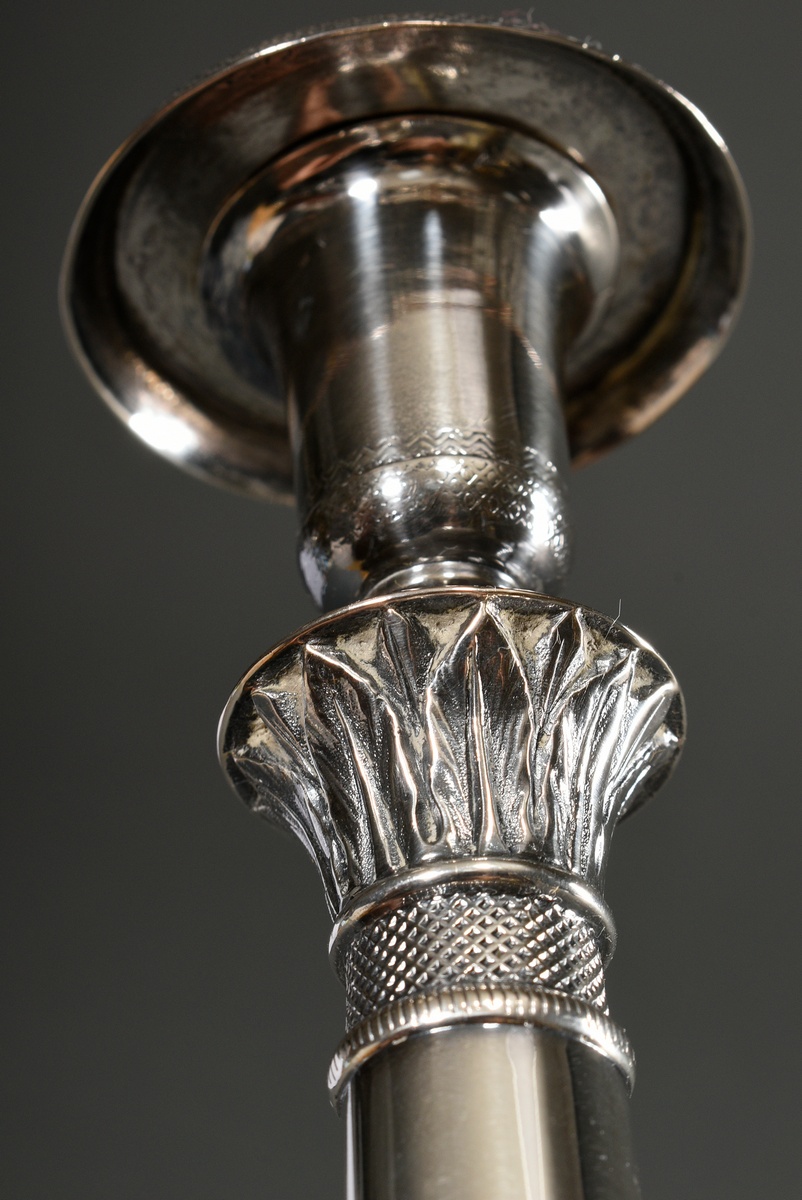 Berlin Empire candlestick on a square foot with a conical shaft and leaf and ornamental friezes, MM - Image 3 of 5