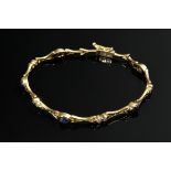 Delicate yellow gold 750 bar bracelet with diamonds (total approx. 0.40ct/SI/W) and small sapphire 