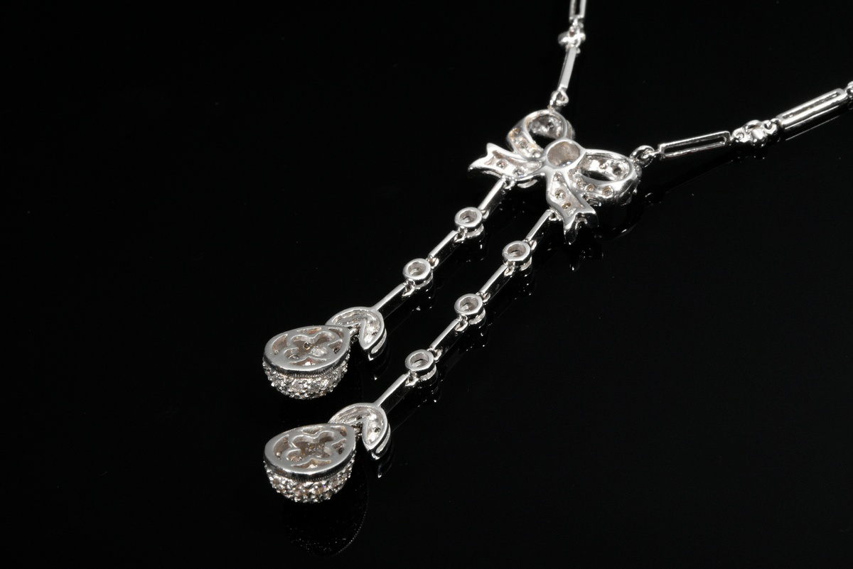 White gold 750 negligee bow necklace with brilliant-cut diamond (total approx. 1.35ct/SI-P2/W-LY),  - Image 4 of 4