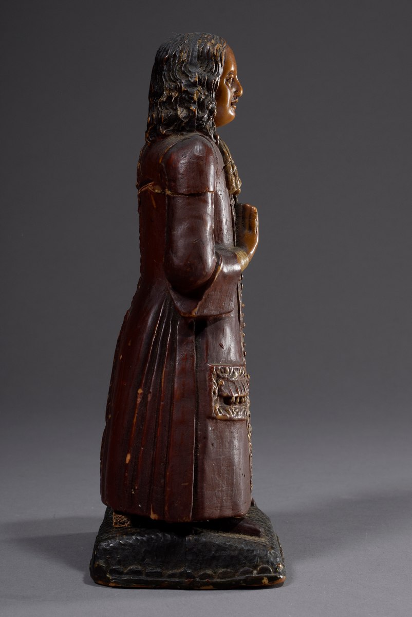 Votive figure "Pious Founder", wax coloured, South German 17th century, h. 24,5cm, defective, forme - Image 3 of 5