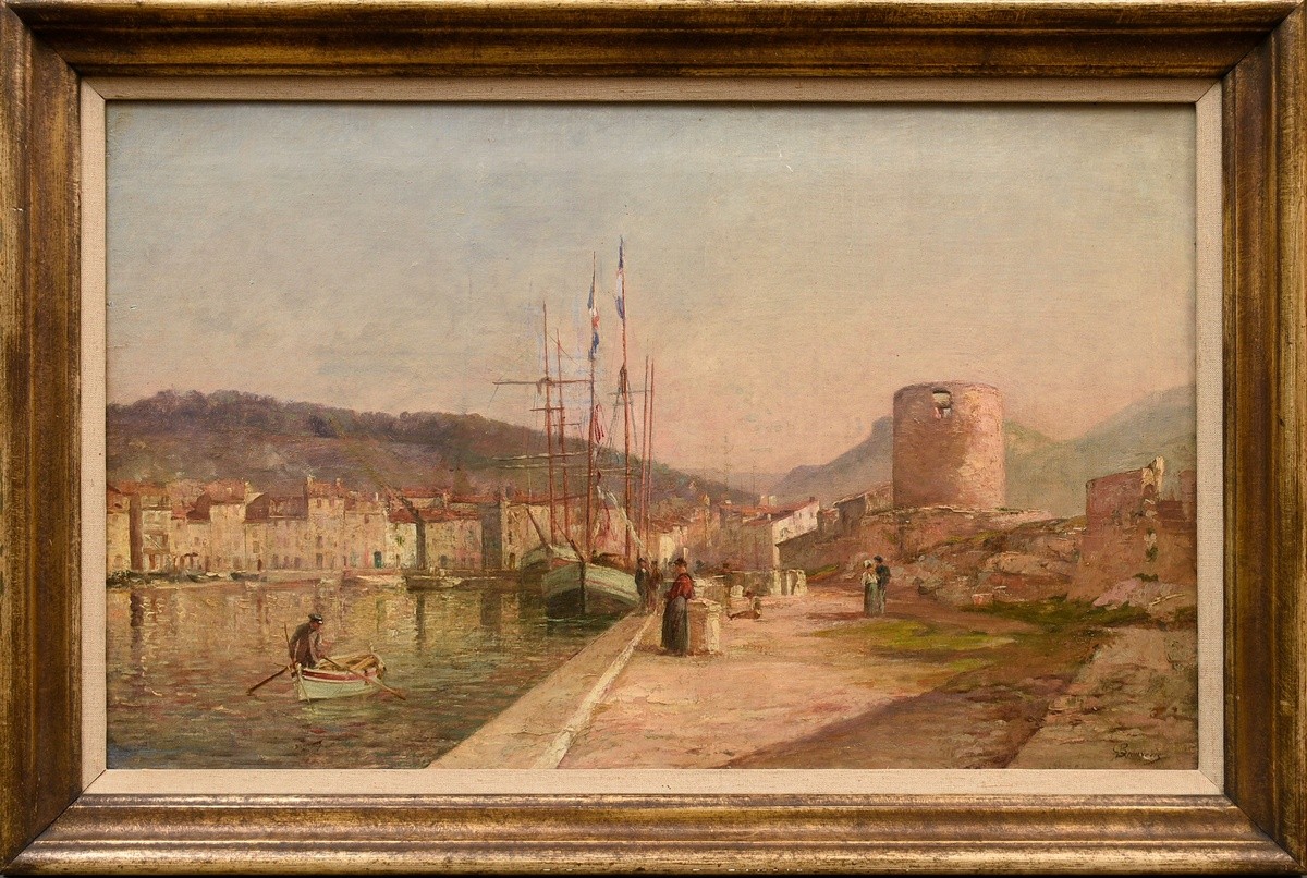 Beauverie, Charles Joseph (1839-1924) "French harbour scene", oil/canvas, sign. b.r., 38x61,5cm (w. - Image 2 of 6