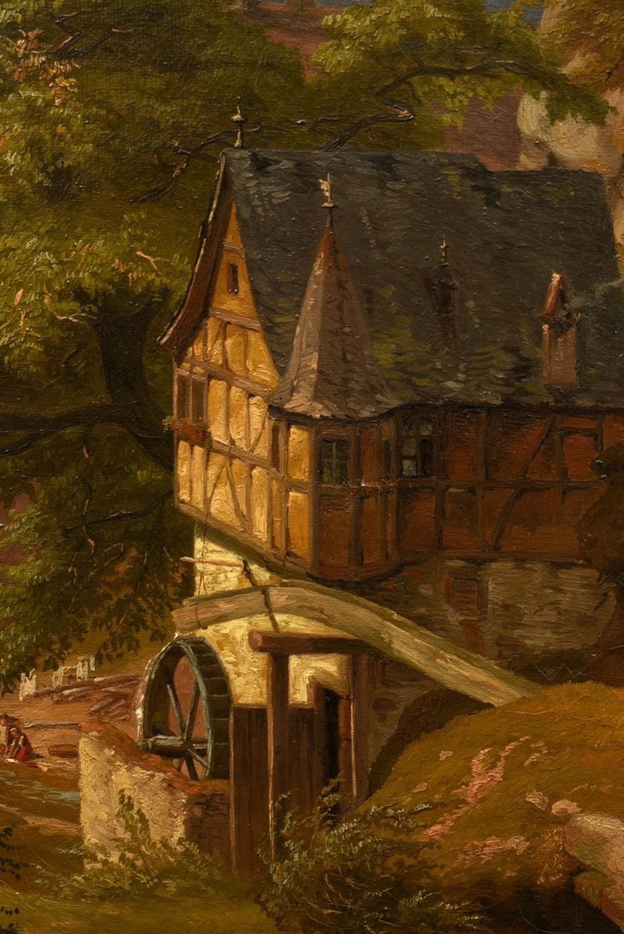 Leonhardi, Eduard Emil August (1826-1905) "Wassermühle", Öl/Leinwand, 60x73cm (m.R. 77x90cm), klein - Bild 4 aus 9