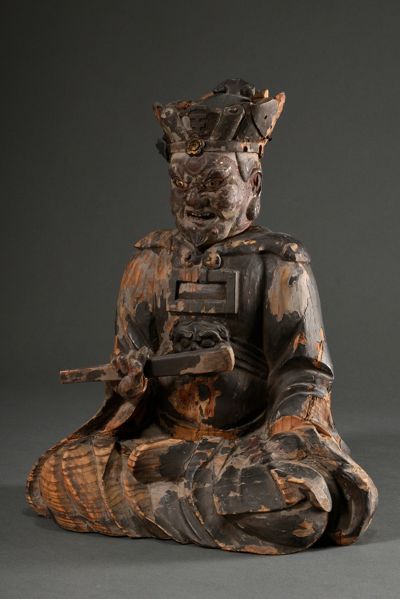 Prince of Hell "Emma-O" in the style of the Kamakura period, Japan 16th/17th century, carved wood w - Image 3 of 14
