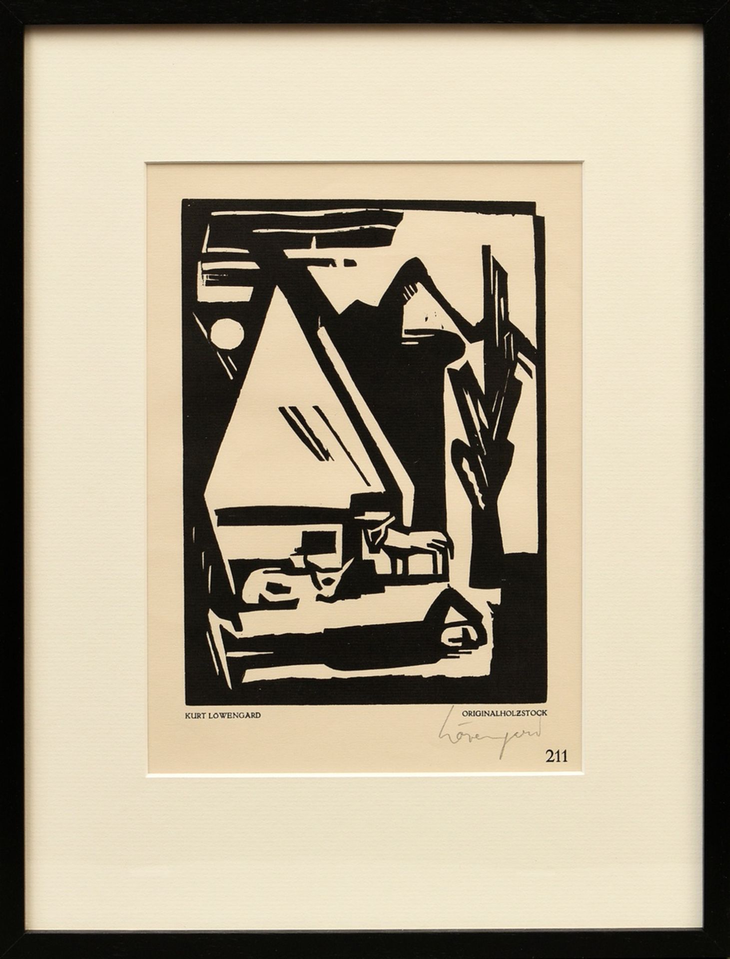 2 Löwengard, Kurt (1895-1940) "o.T." (Schlafender Mann mit Vieh und Stall) und "o.T." (Stadtlandsch - Bild 2 aus 4