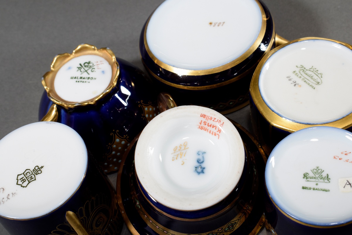 6 Various moch cups/saucers with different ornamental and floral gold decorations as well as turquo - Image 3 of 3