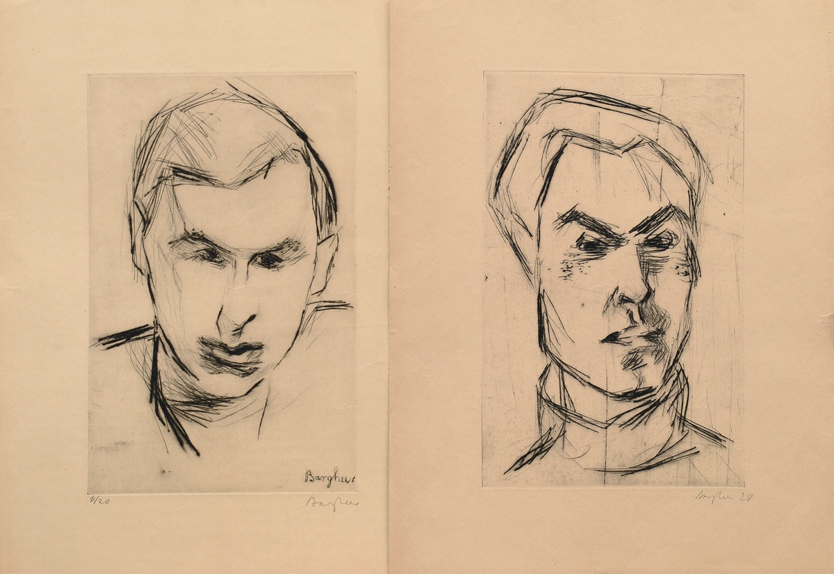 2 Bargheer, Eduard (1901-1979) ‘Walter T.H.’ and ‘Selbst’ 1928, etchings, 11/20, each sign. b.r., 1