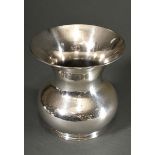 Martelised baluster vase with overhanging rim, handmade, Florence, 20th century, silver 800, 348g, 