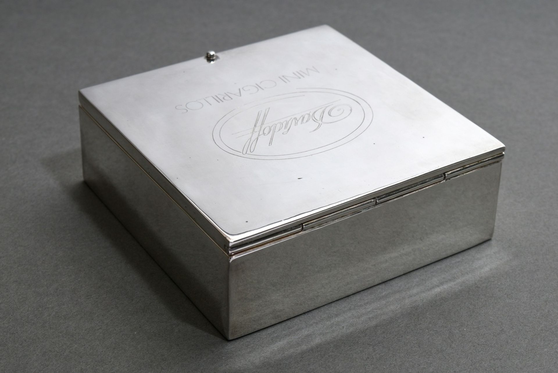 Eckige Zigarillo Box mit graviertem Deckel "Davidoff Mini Cigarillos", Handarbeit, Silber 999, 411g - Bild 9 aus 9