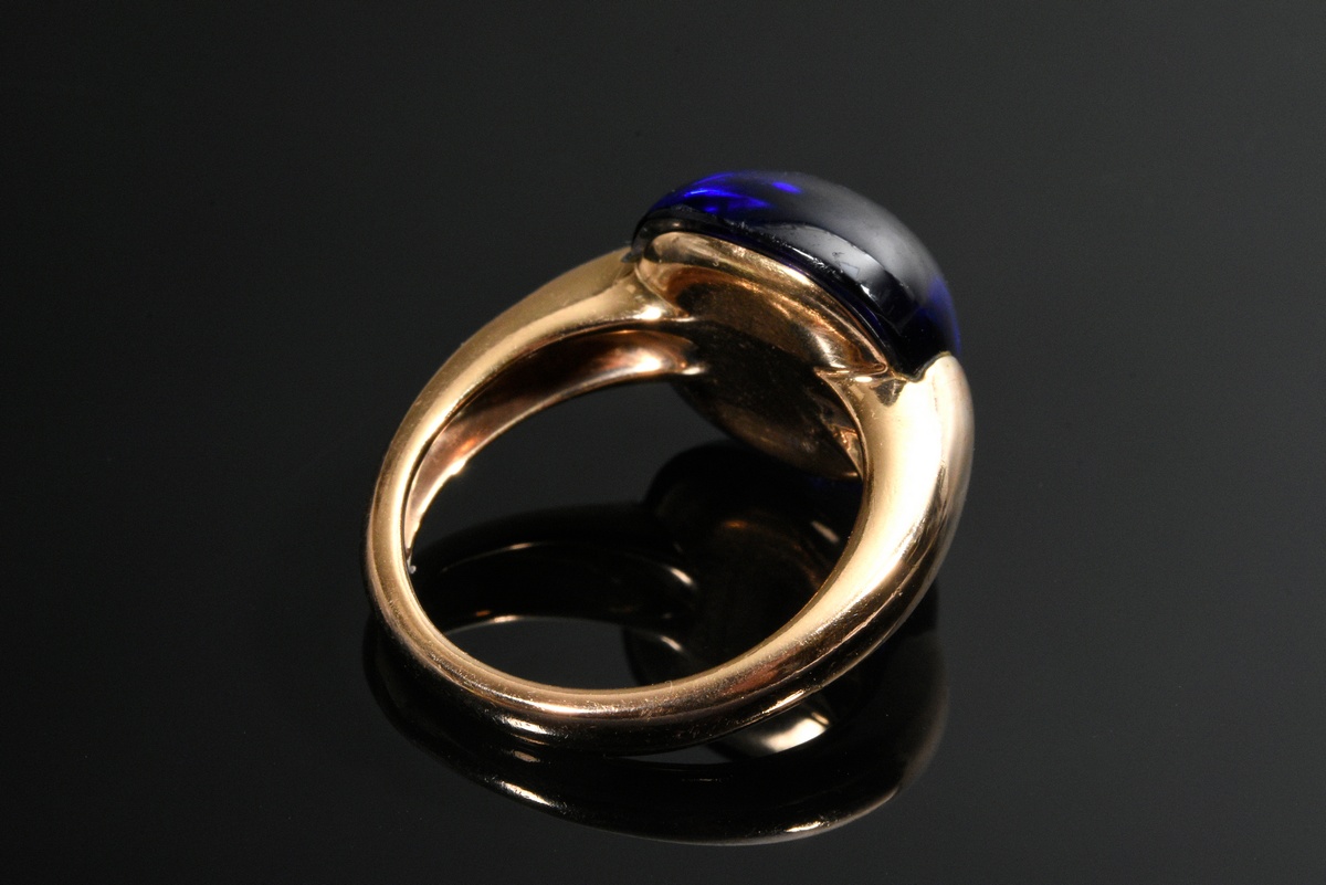 Doris Gioielli rose gold 750 ring with synthetic blue spinel cabochon (13,5x14mm), signed, 9,4g, si - Image 4 of 4