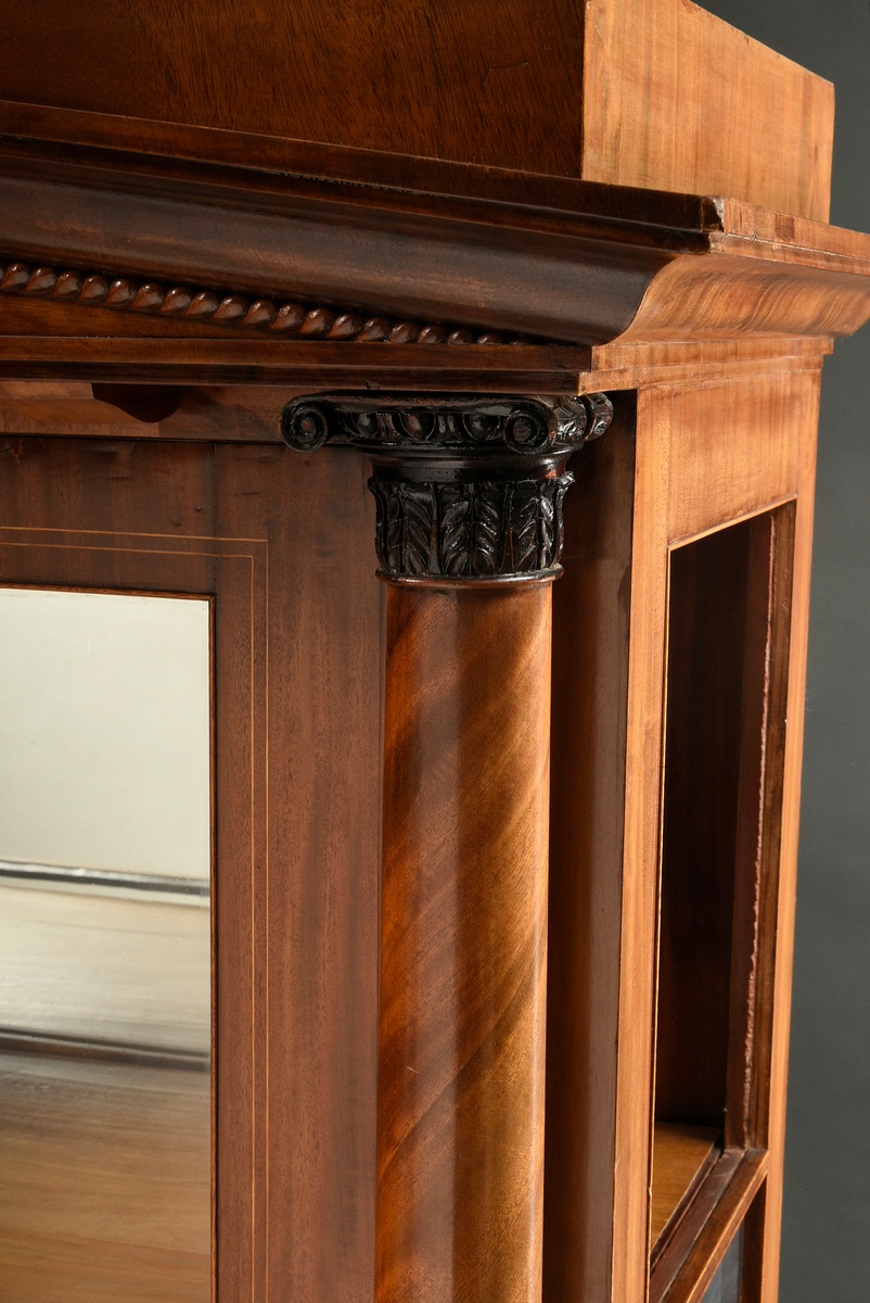 Biedermeier display cabinet in classical form, three-sided glazed body with full columns on the sid - Image 4 of 10