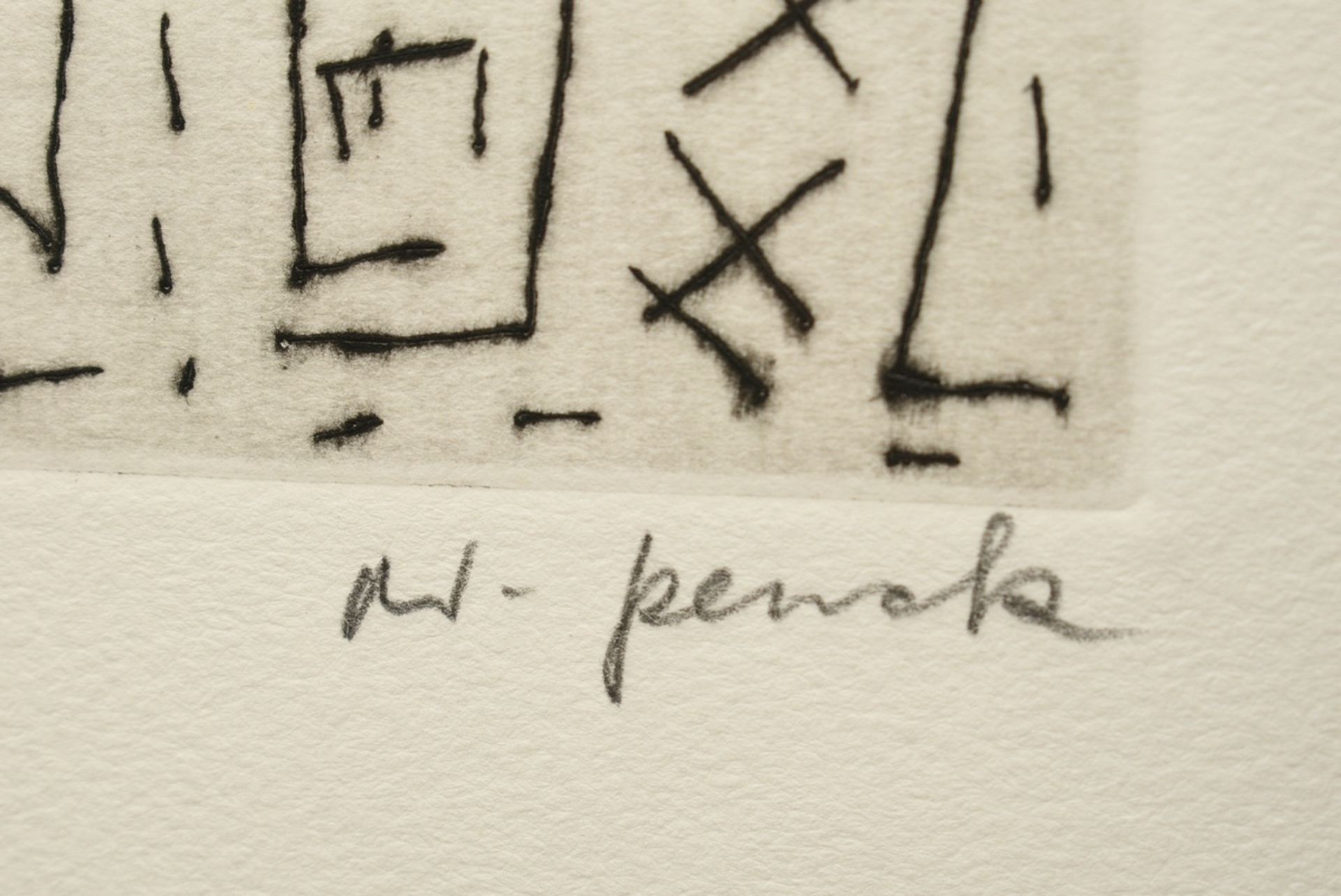 Penck, A.R. (1939-2017) 'Figures', etching, 71/100, sign. and num. below, PM 14.3x9.3cm, SM 21x12.5 - Image 3 of 4