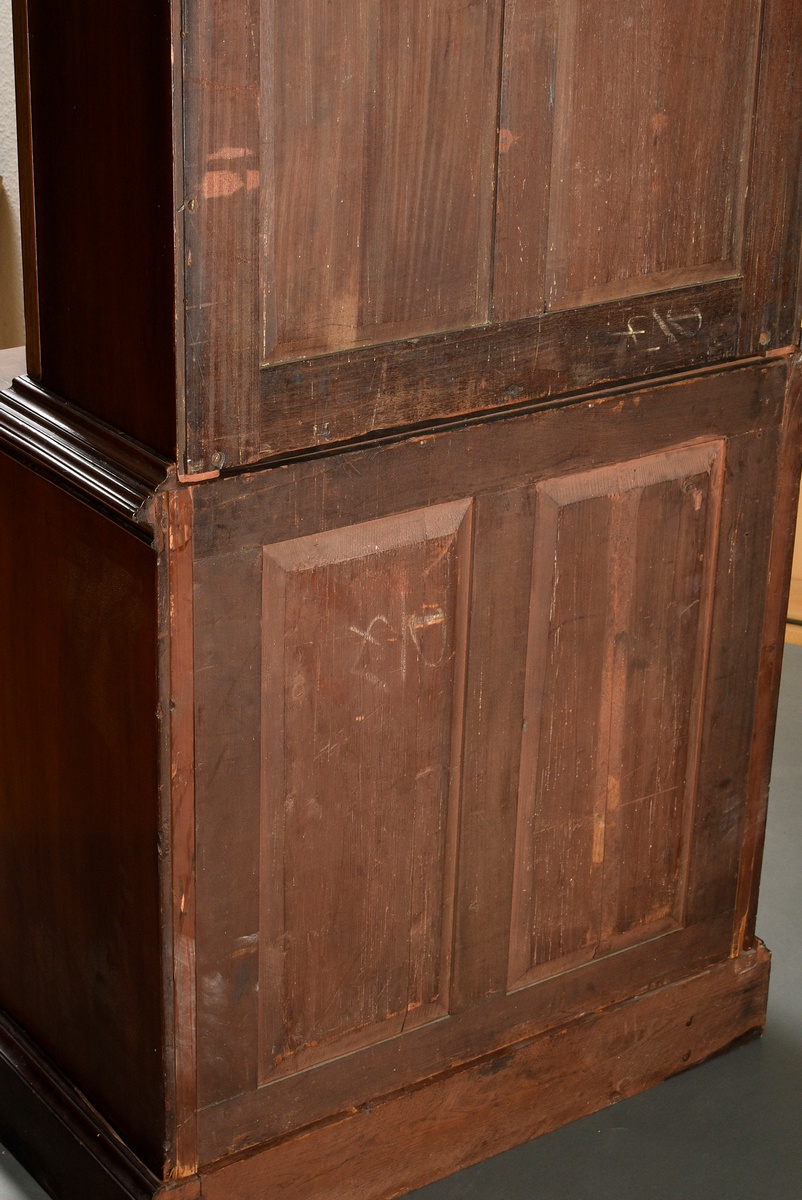 2 English bookcase library cabinets with round gables and floral carving reliefs in the Neoclassica - Image 7 of 14