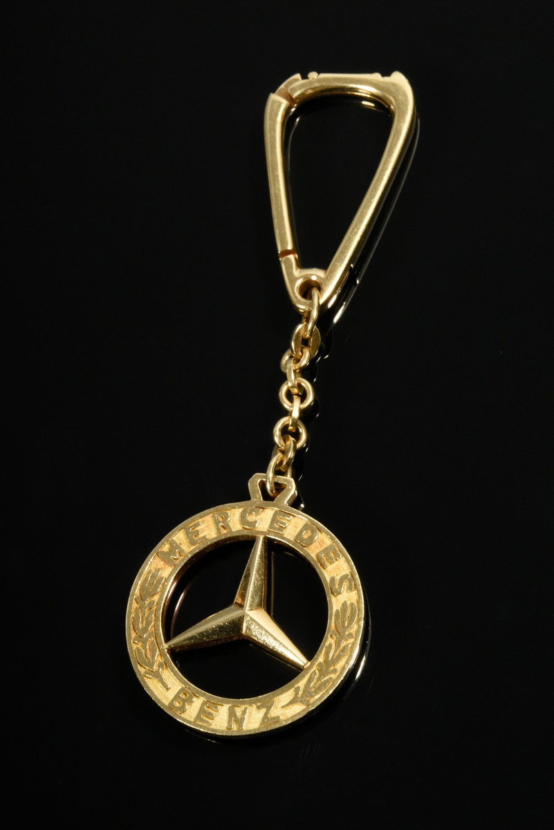 Yellow gold 750 vintage "Mercedes Benz" key ring with lobster clasp, 23g, l. 9.3cm