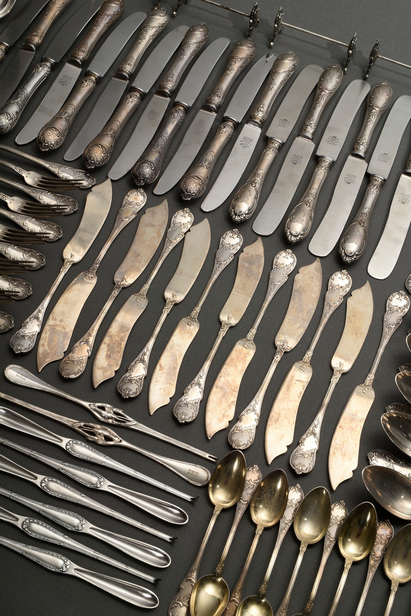 195 Pieces Neo-Rococo cutlery with rocailles and alloy monogram ‘RJH’, silver 800, 8420g (o. knives - Image 10 of 21