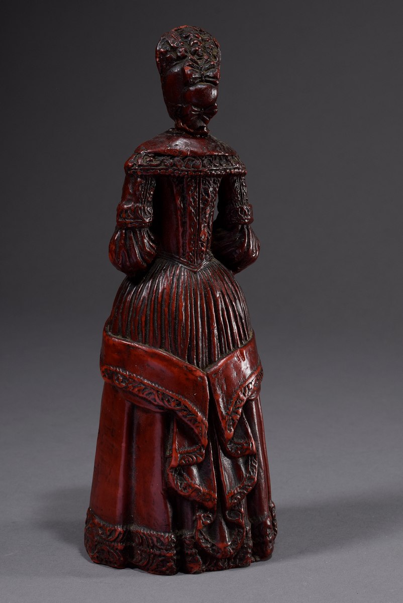 Votive figure "Pious Foundress", wax dyed red, hollow casting, South German 17th century, h. 25cm,  - Image 2 of 5