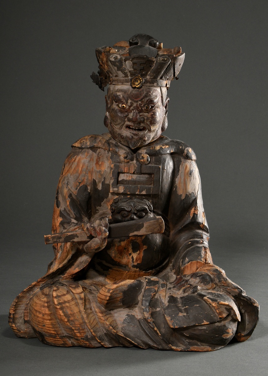 Prince of Hell "Emma-O" in the style of the Kamakura period, Japan 16th/17th century, carved wood w - Image 2 of 14