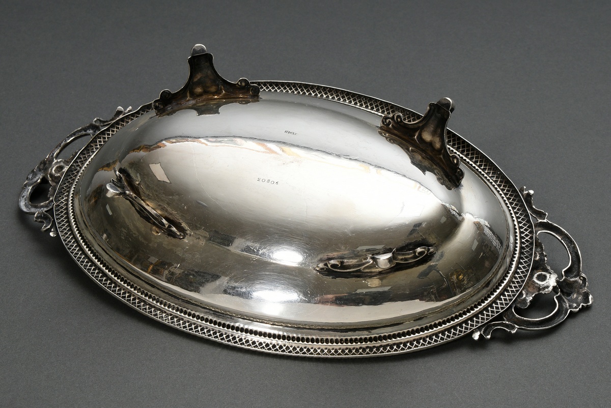 Late Biedermeier pastry bowl on small feet with guilloché and engraved decoration and small ear han - Image 4 of 6