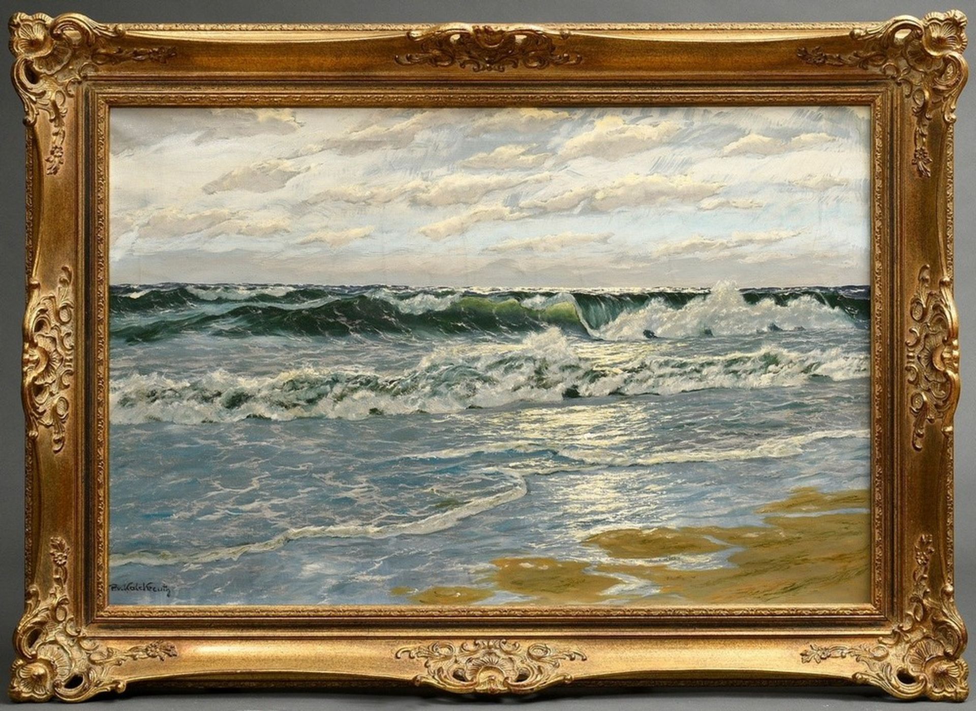 Kalckreuth, Patrick von (1892-1970) „Meeresstrand“, Öl/Leinwand, u.l. sign., Prunkrahmen, 60x90,5 ( - Bild 2 aus 4