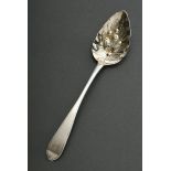 English Berryspoon with embossed relief ‘Fruits’ on the spoon and engraved heraldic animal ‘Winged 