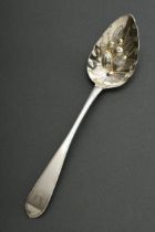 Englischer Berryspoon mit getriebenem Relief "Früchte" auf der Laffe und graviertem Wappentier "Gef