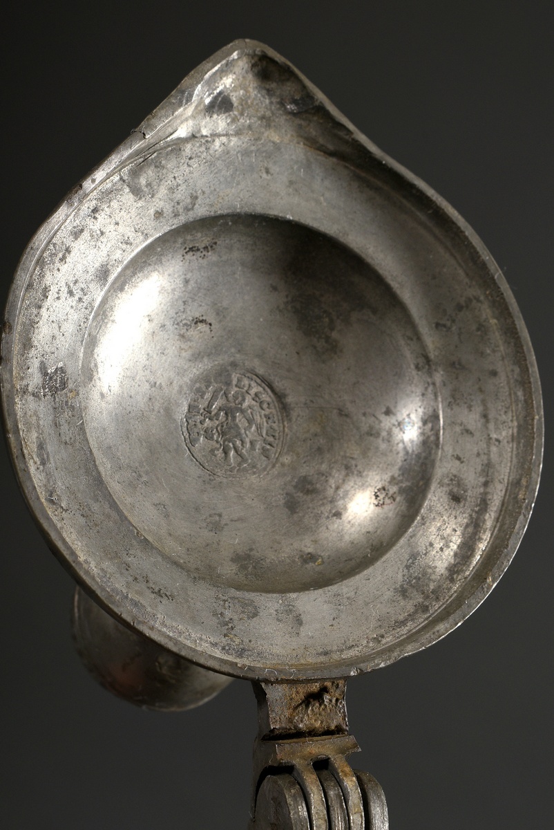 A baluster-shaped Westerwald tankard with semi-plastic floral ornaments and a wide strap handle cur - Image 6 of 8
