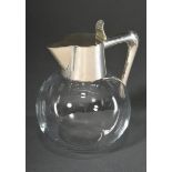 Dänische Glas Schankkanne in schlichter Kugelform mit Silber 925 Montierung, MZ: A. Michelsen, Kope