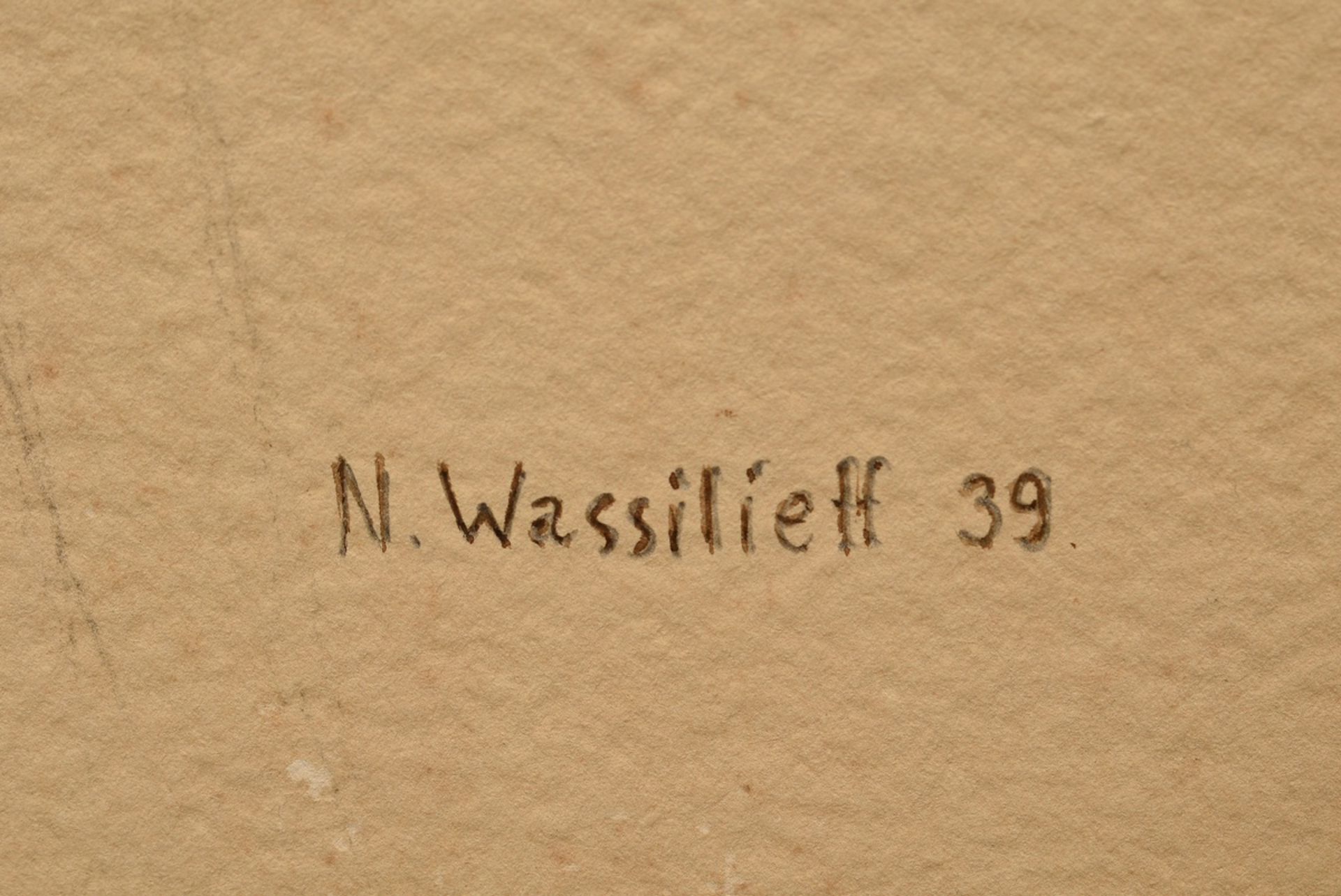 Wassilieff, Nikolaï (1901-1977) "Portrait Susanne Bonte" 1939, watercolour, sign./dat. on the lower - Image 2 of 4