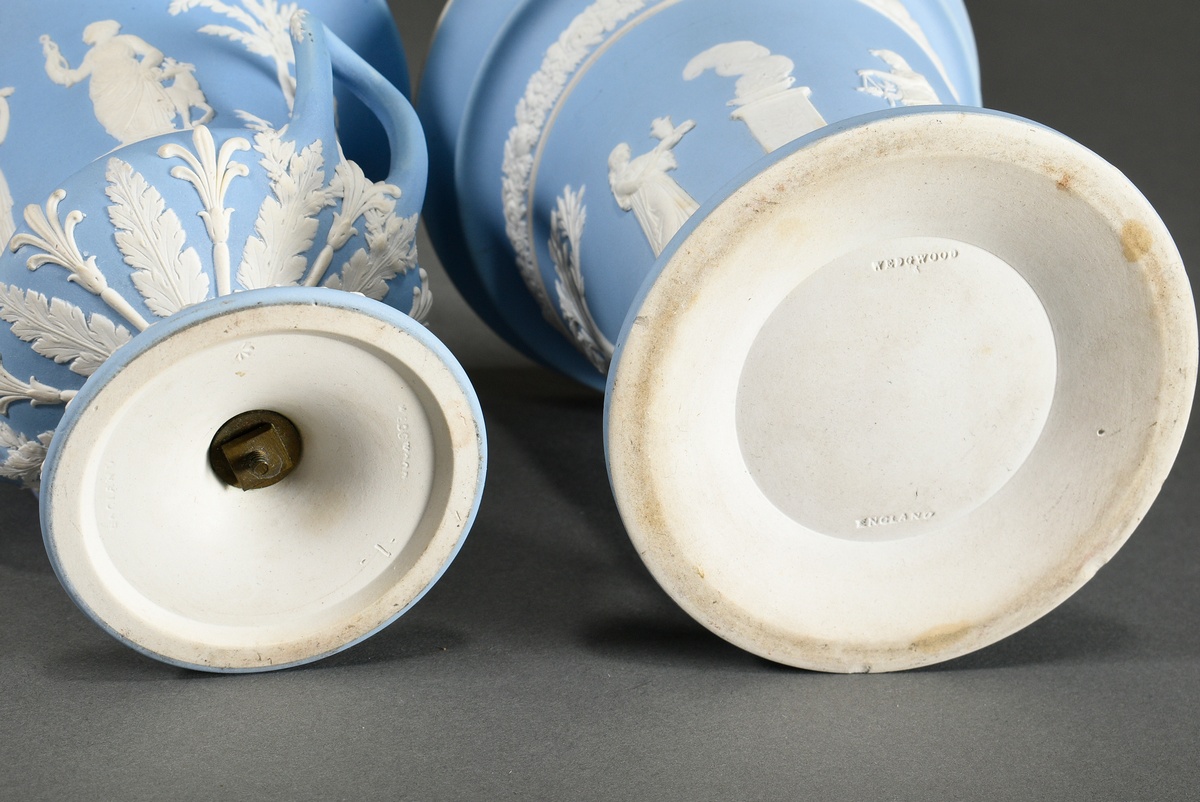 2 Various pieces of Wedgwood Jasperware with classic bisque porcelain reliefs on a light blue groun - Image 7 of 9