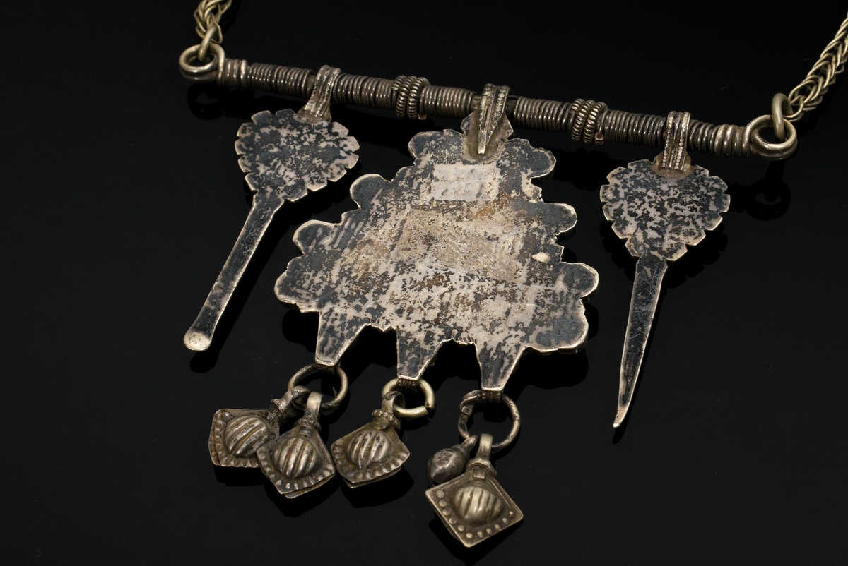 3 Various pieces of Afghan headdress, ring and necklace with colorful stones and bells, l. 28/27/Ø5 - Image 11 of 11
