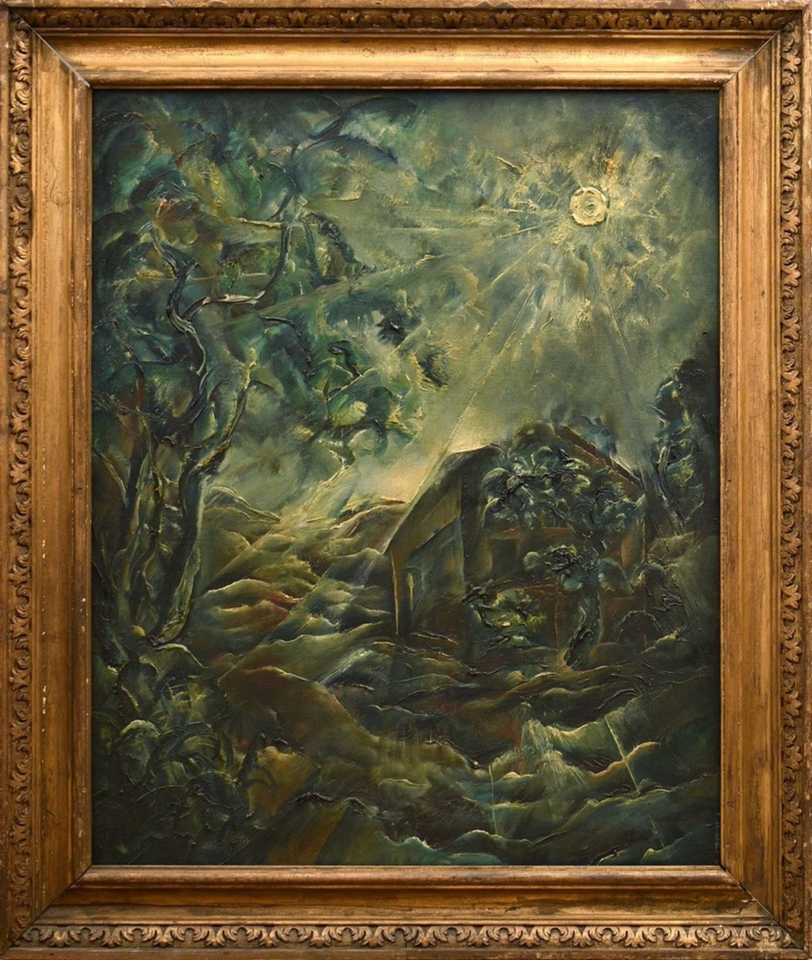 Tügel, Tetjus Otto (1892-1972) „Morgensonne“ 1918, Öl/Leinwand, u.m. unleserl. sign./dat., 100x80cm - Bild 2 aus 7