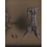 Wunderlich, Paul (1927-2010) "Selbst in Betrachtung eines weiblichen Torsos" 1973, Farblithographie