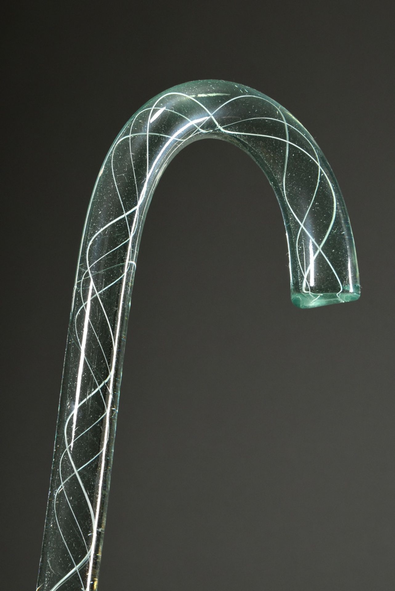 Recruit's cane of pale blue glass with delicate thread, Normandy approx. 1850, l. 87.7cm, slightly 